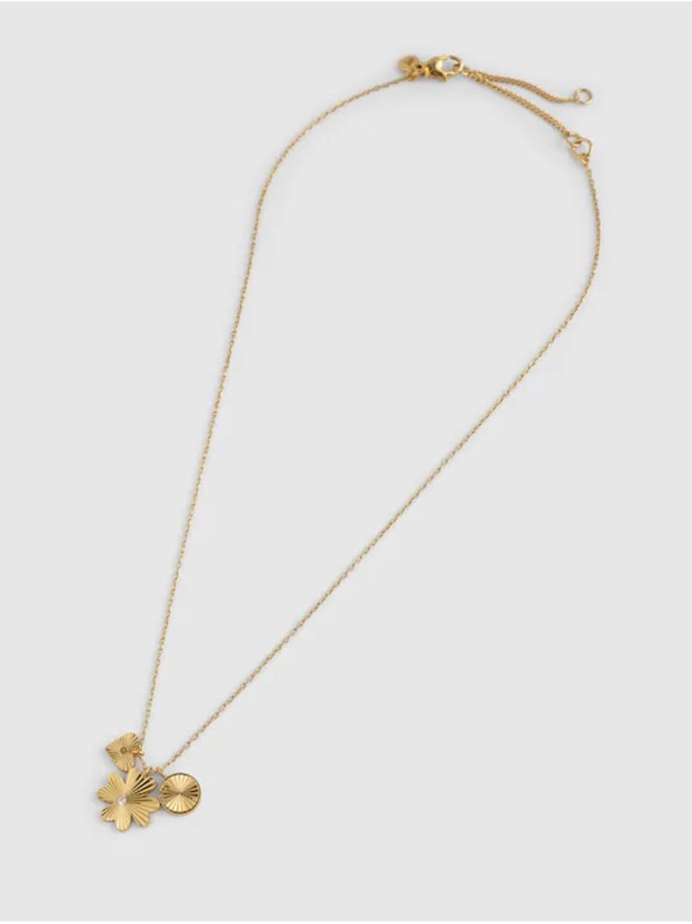 Madewell Engine Turned Cluster Charm Necklace Demi-Fine 14K Gold Sterling